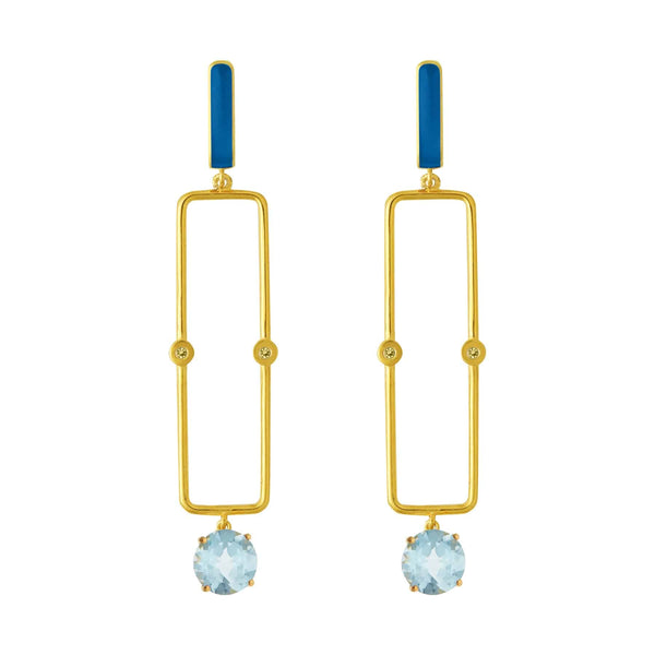 ileana makri Sky Blue Topaz Long Bar Earrings