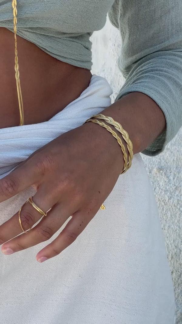 Ileana Makri Slim Braid Bracelet Slv-Yg