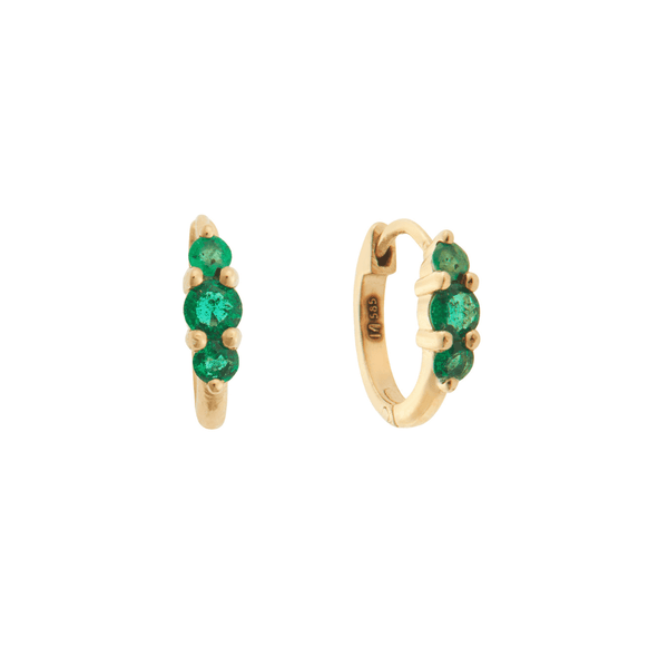 Ileana Makri Small Oval Hoops 3 Emerald Rivulet