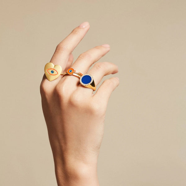 Ileana Makri Smooth Enamel Crystal Chevalier Ring