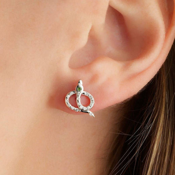 Ileana Makri Snake Studs Pave W-D-Ts