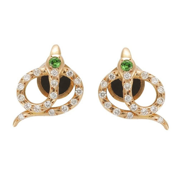Ileana Makri Snake Studs Pave Y-D-Ts