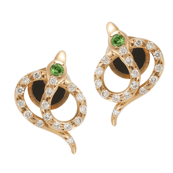 ileana makri Snake Studs Pave Y-D-Ts