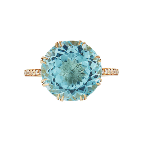 Ileana Makri Solitaire Crown Ring Blue Topaz