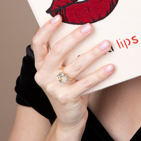 Ileana Makri Solitaire Crown Ring White Topaz