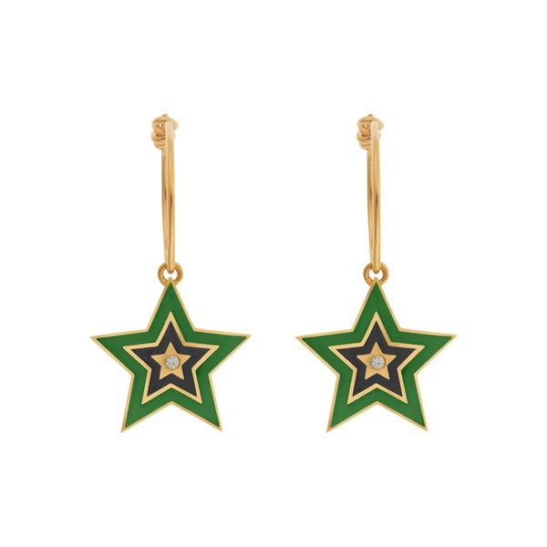 ileana makri Star Burst Hoops Green