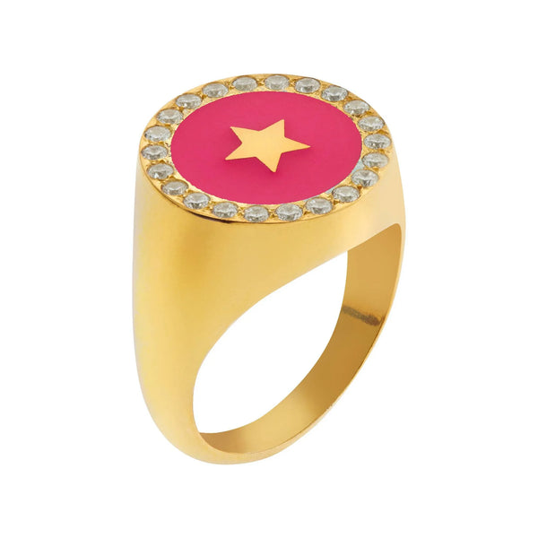 Ileana Makri Star Enamel Crystal Chevalier Ring