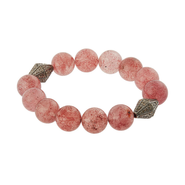 Ileana Makri Strawberry Quartz Beaded Bracelet