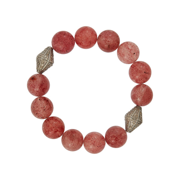 ileana makri Strawberry Quartz Beaded Bracelet