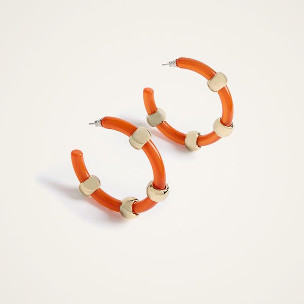 ileana makri Studded Hoops Solid Orange