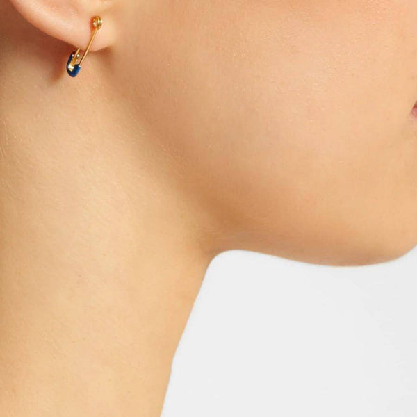 Ileana Makri Teal Enamel Safety Pin Earring