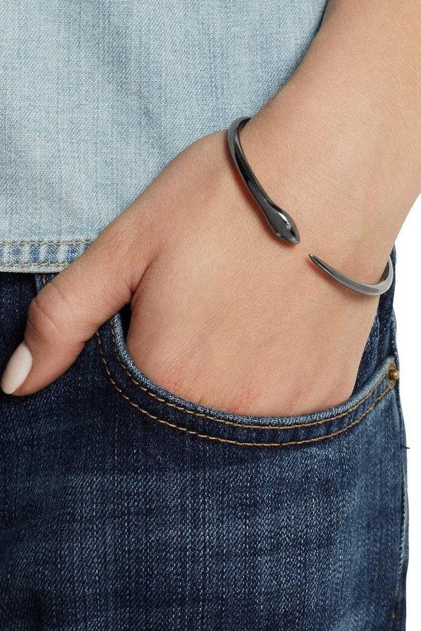 Ileana Makri Tiger Snake Bangle With Grey Diamonds