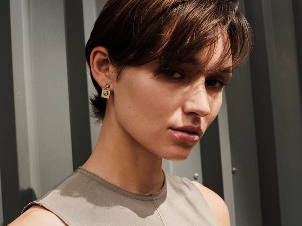 Ileana Makri Tile Drop Diamond Earrings