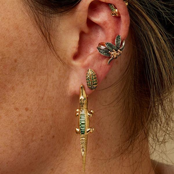 Ileana Makri Tsavorite Alligator Bite Earring