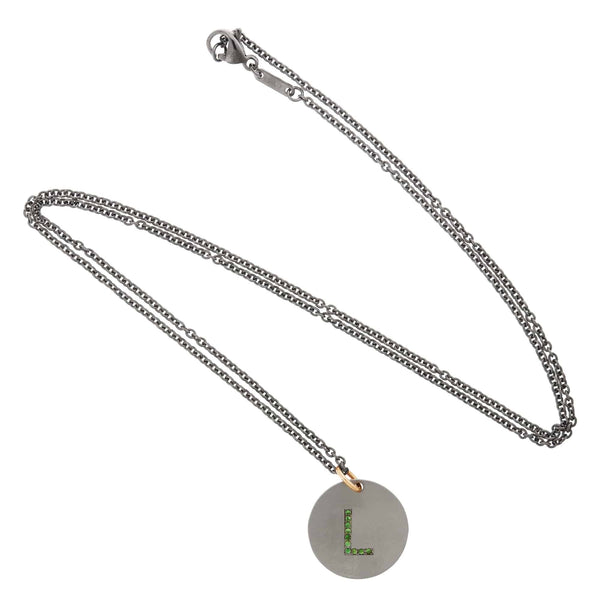 Ileana Makri Tsavorite Garnet Letter Pendant T-TS