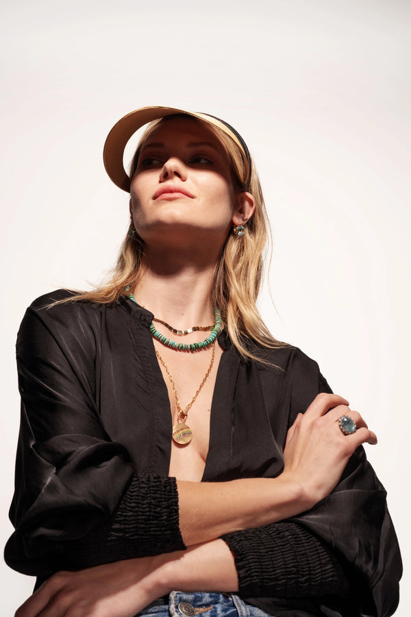 Ileana Makri Turquoise Beaded Necklace (45cm)