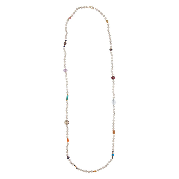 Ileana Makri White Agate Stripe Necklace 1 (100cm)