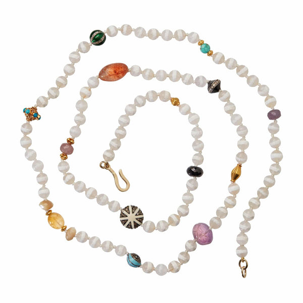 Ileana Makri White Agate Stripe Necklace 10 (80cm)