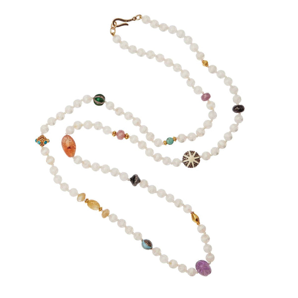 ileana makri White Agate Stripe Necklace 10 (80cm)