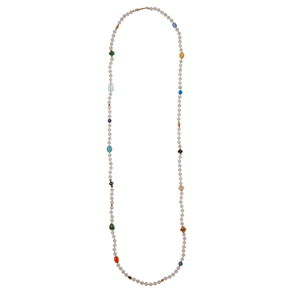 Ileana Makri White Agate Stripe Necklace 26 (100cm)