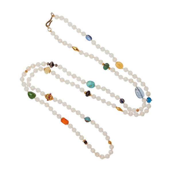 ileana makri White Agate Stripe Necklace 26 (100cm)