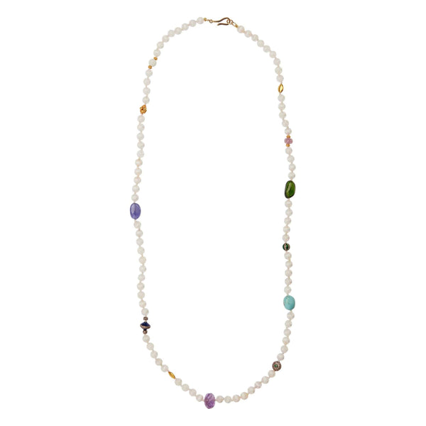 Ileana Makri White Agate Stripe Necklace 9 (70cm)