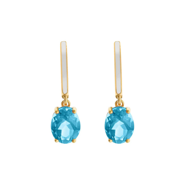 ileana makri White Enamel & Blue Topaz Hoops