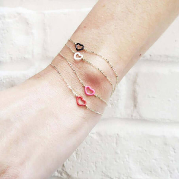 Ileana Makri White Enamel Heart Bracelet