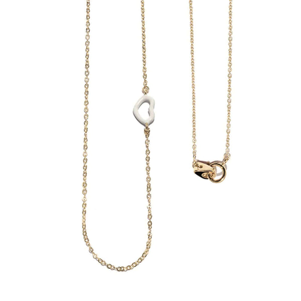 Ileana Makri White Enamel Heart Necklace