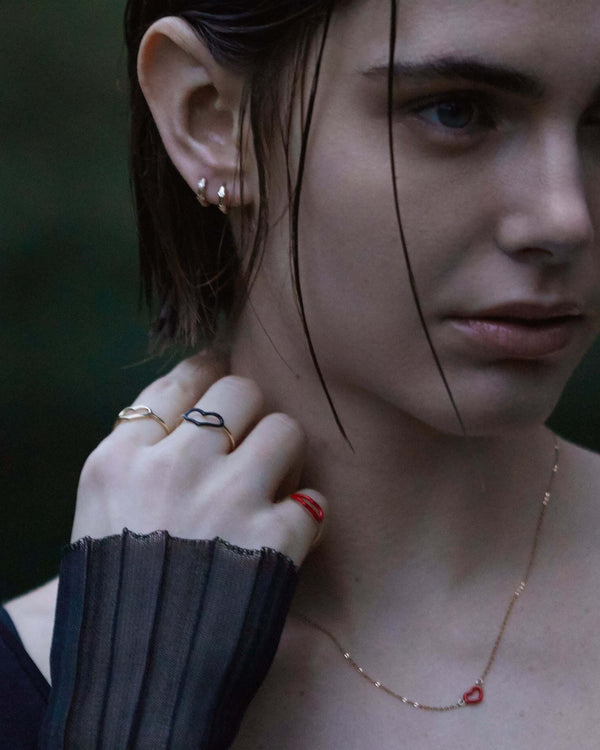 Ileana Makri White Enamel Heart Necklace