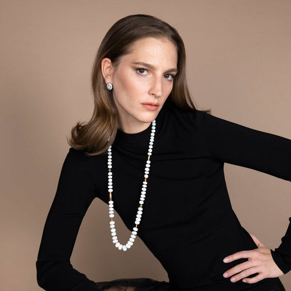 Ileana Makri White Opal Beaded Necklace 226 (84cm)