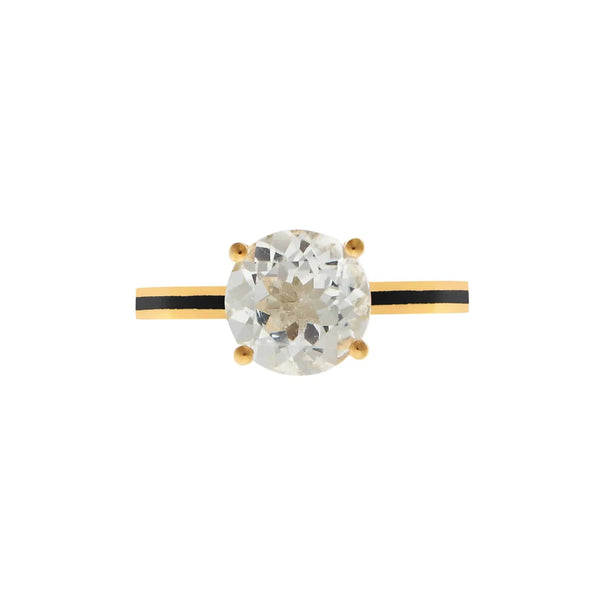 Ileana Makri White Topaz Enamel Slim Band