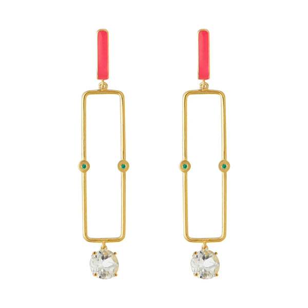 ileana makri White Topaz Long Bar Earrings