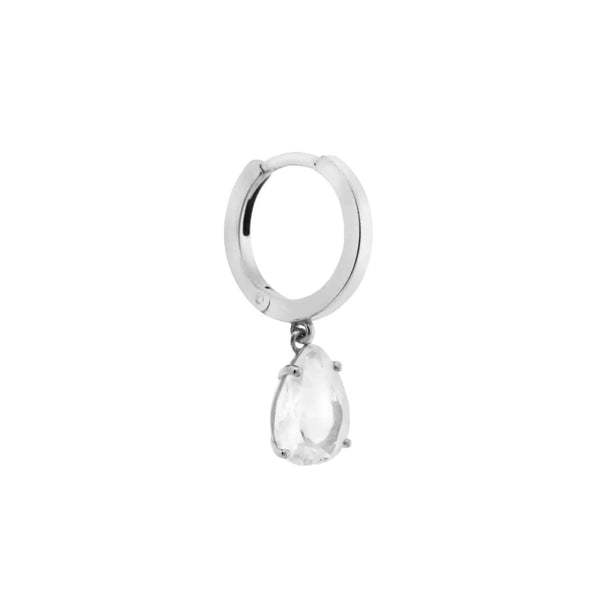 Ileana Makri White Topaz Pear Drop Hoops SLV