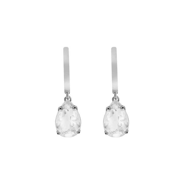 ileana makri White Topaz Pear Drop Hoops SLV