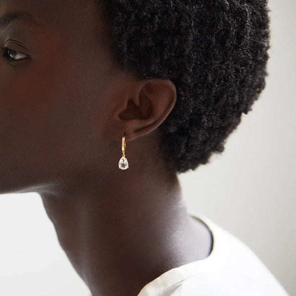 Ileana Makri White Topaz Pear Drop Hoops YP