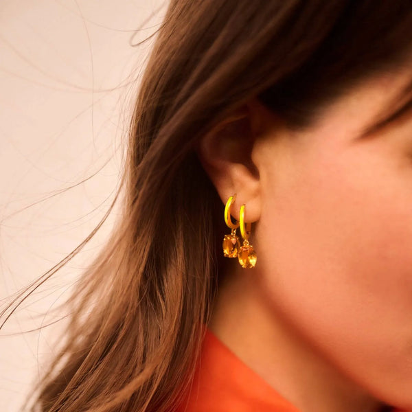 Ileana Makri Yellow Enamel & Citrine Hoops