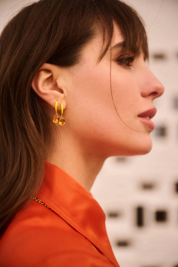 Ileana Makri Yellow Enamel & Citrine Hoops