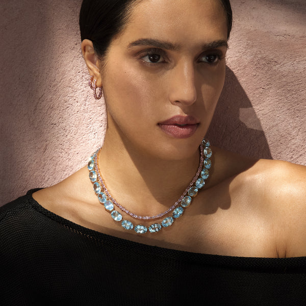 Ileana Makri Inside Out Rivulet Pink Sapphire Oval Hoops