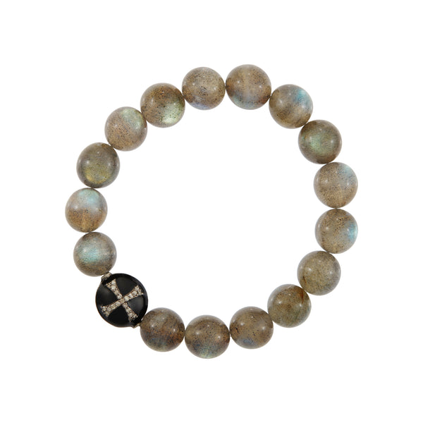 ileana makri Labradorite & Black Enamel Beaded Bracelet