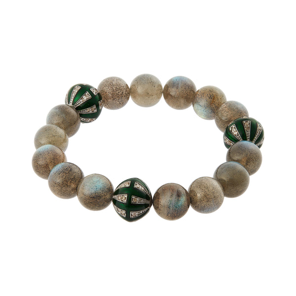Ileana Makri Labradorite & Green Enamel Beaded Bracelet