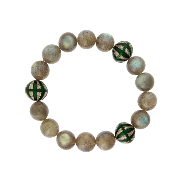 ileana makri Labradorite & Green Enamel Beaded Bracelet