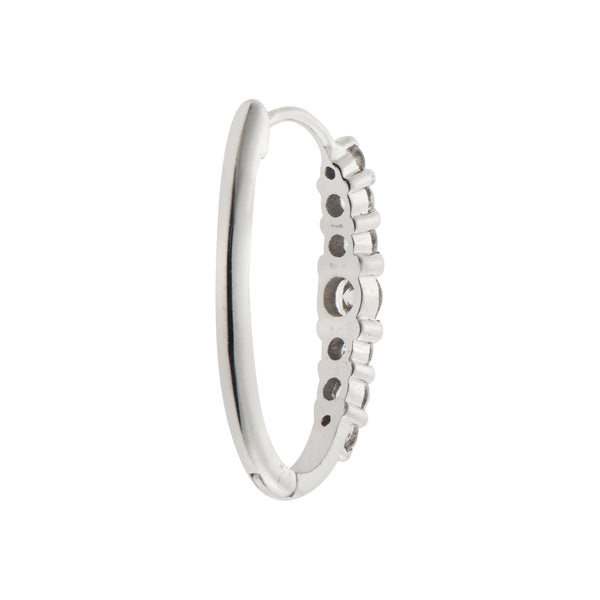 Ileana Makri Large Oval Hoops 7 White Diamond Rivulet