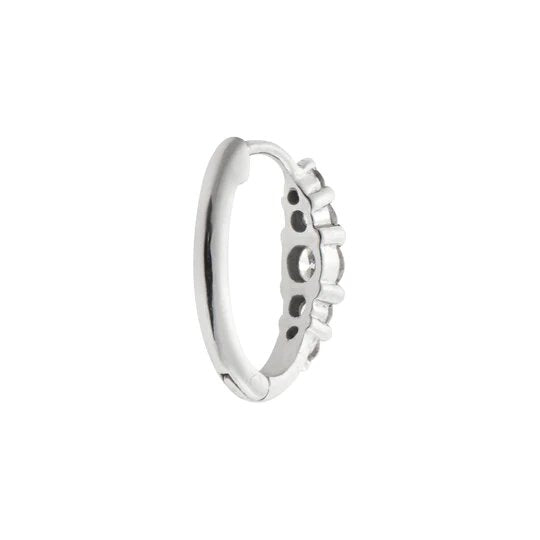 Ileana Makri Medium Oval Hoops 5 White Diamond Rivulet