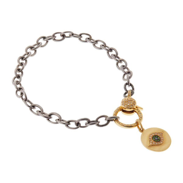 Ileana Makri Mini Golden Eye Diamond Lock Chain Bracelet