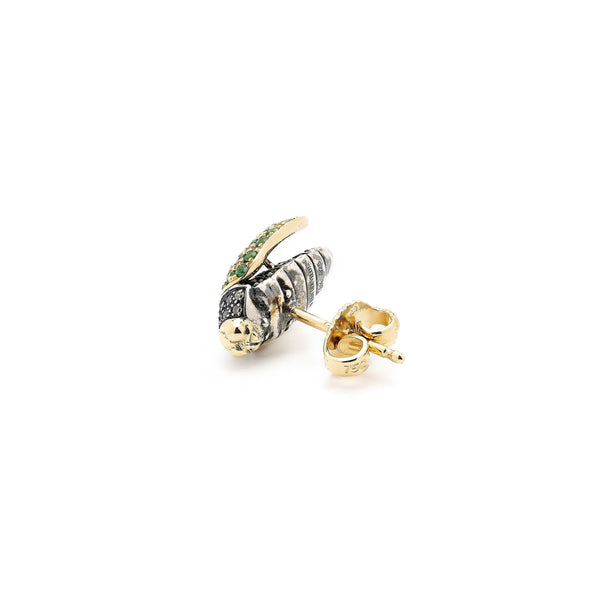 Ileana Makri Mini Scarab Pave Tsavorite Fly Wings Stud