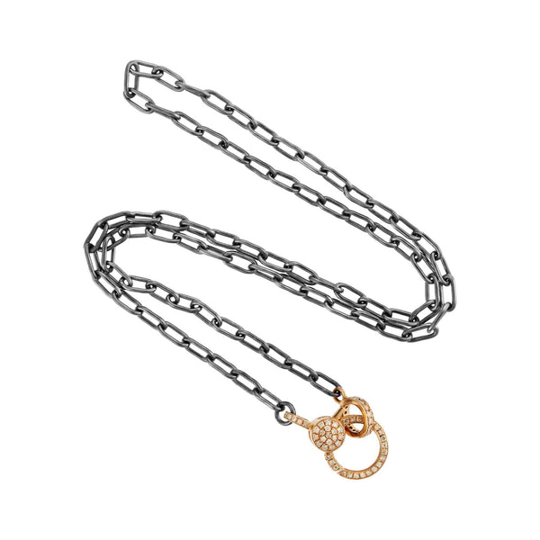 Ileana Makri Narrow Oblong Chain With Small Diamond Lock SLV-Y14-D