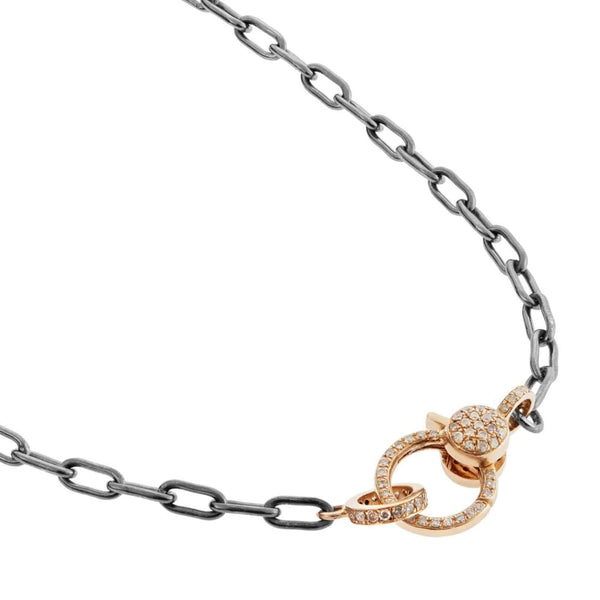 Ileana Makri Narrow Oblong Chain With Small Diamond Lock SLV-Y14-D