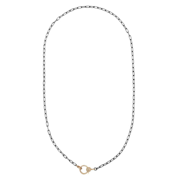 ileana makri Narrow oblong chain with small diamond lock SLV-Y14-D