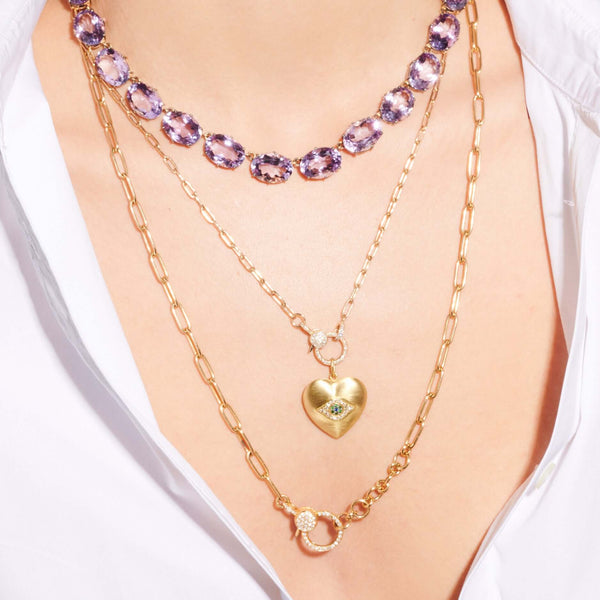 Ileana Makri Narrow Oblong Chain With Small Diamond Lock Y14-D